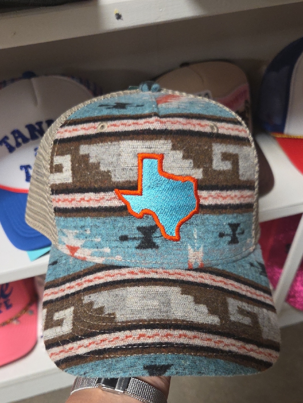 Turquoise Texas Patch Aztec-Pattern Trucker Hat - Legacy